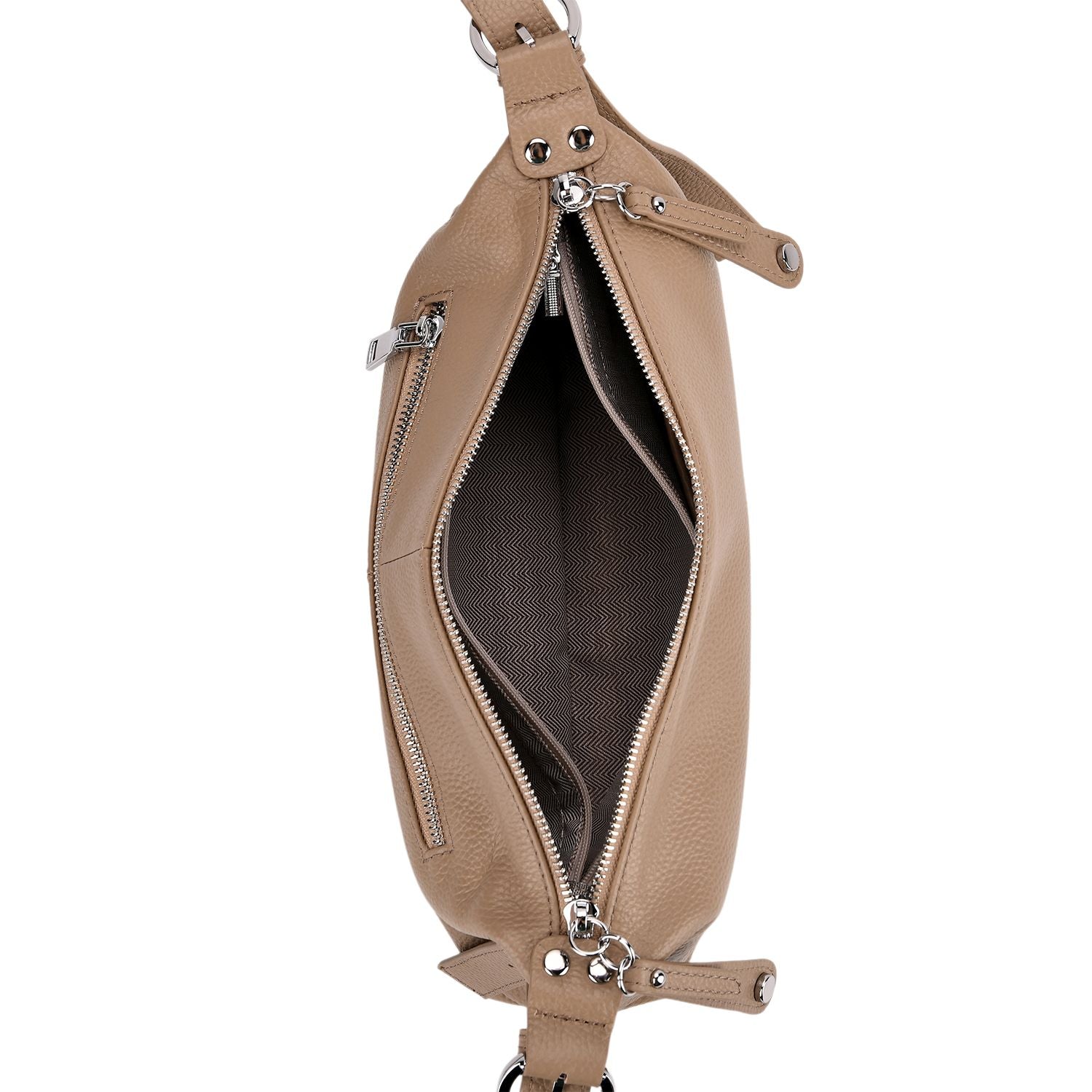 Crossbody-Bag aus Echtleder im Soft-Design, 30x8x16 cm, Sandbeige