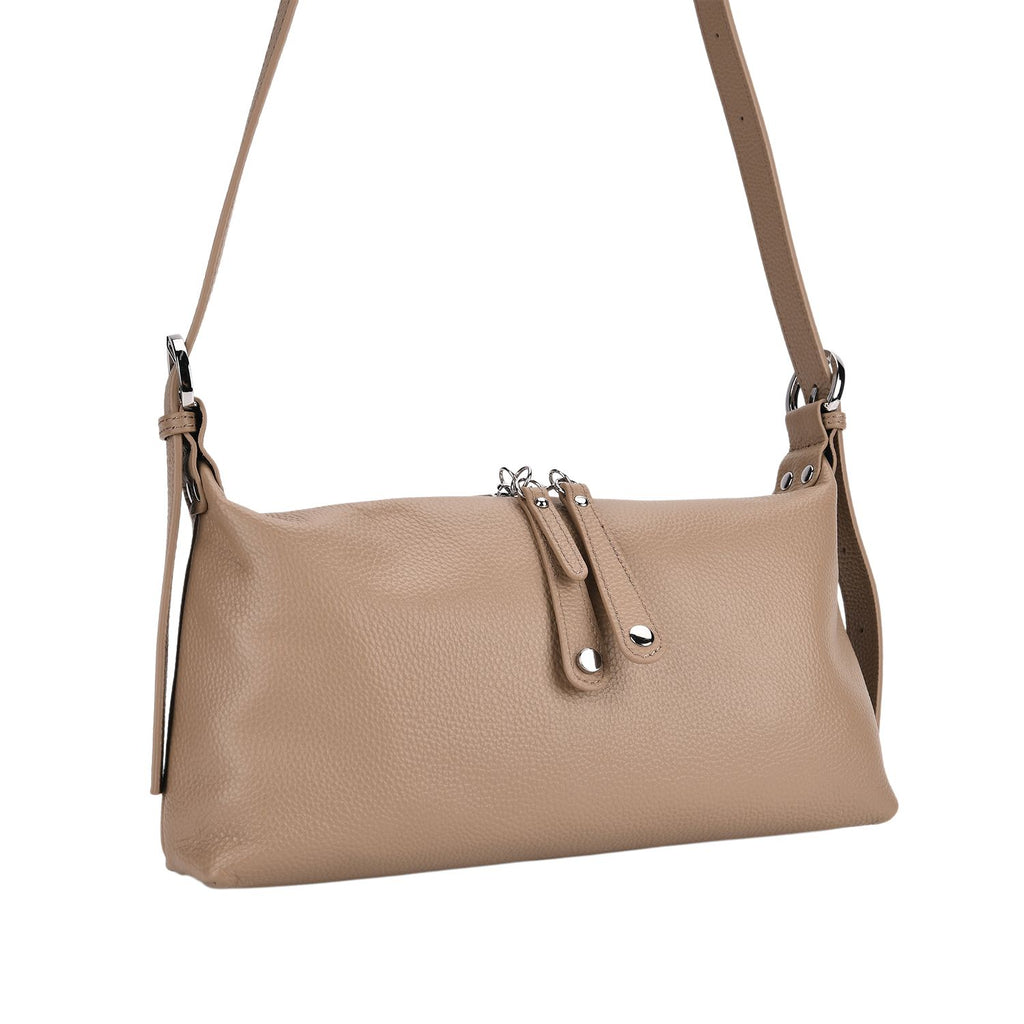 Crossbody-Bag aus Echtleder im Soft-Design, 30x8x16 cm, Sandbeige
