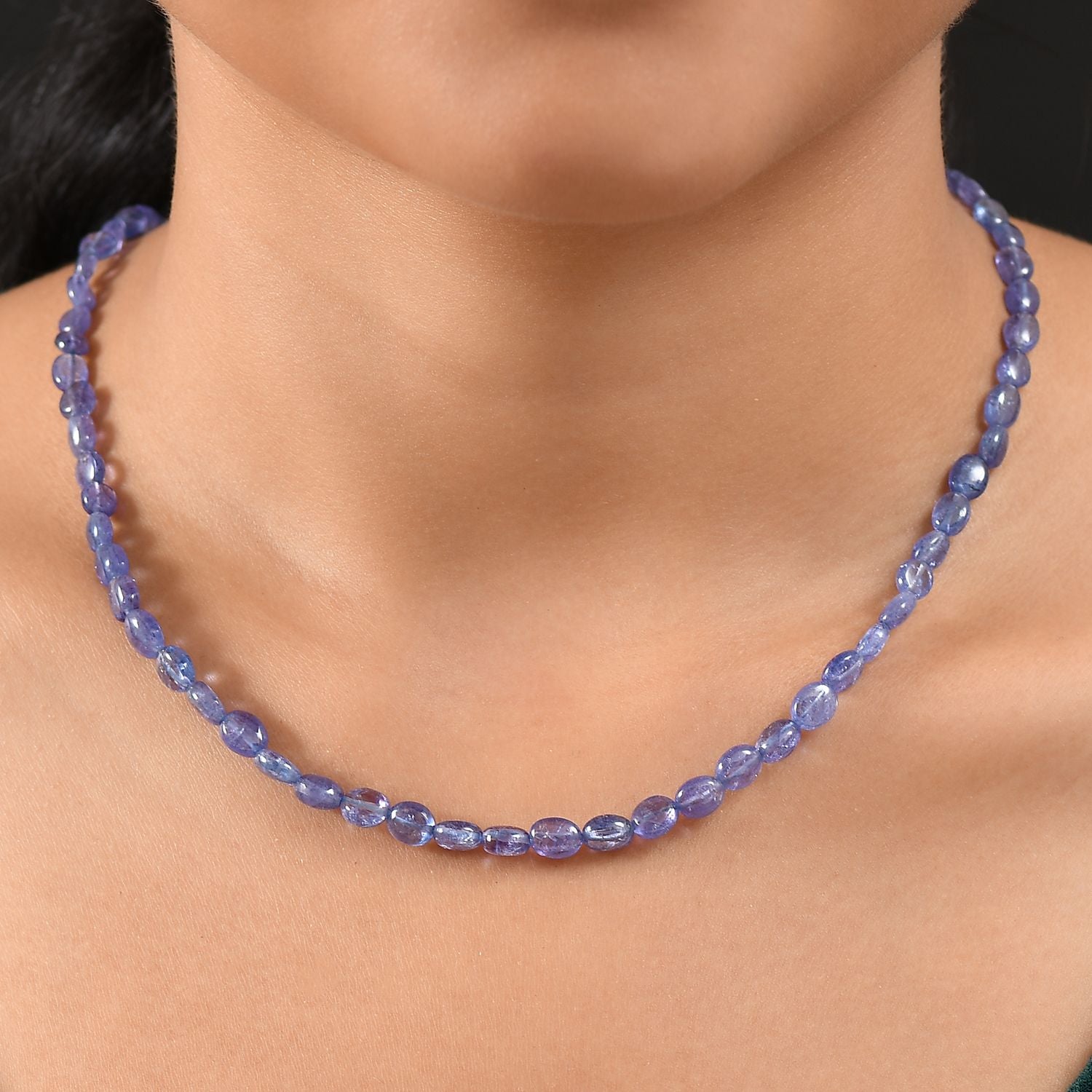 AAA Tansanit Halskette ca. 45 cm 585 Gold ca. 78,00 ct.