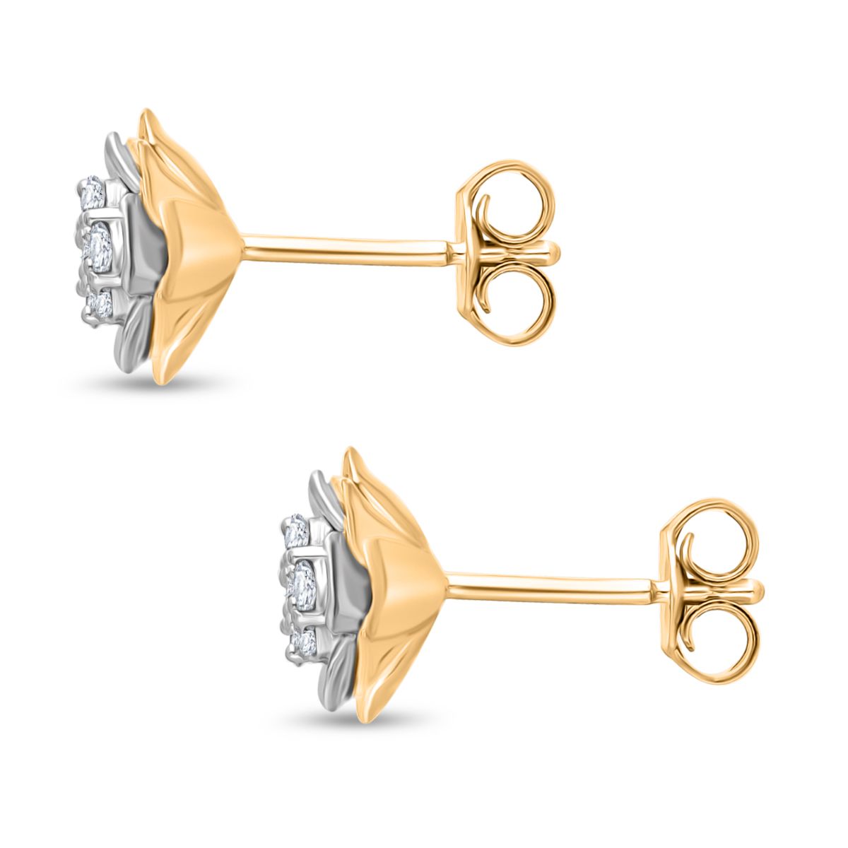 LUXURIANT DIAMOND - Lab Grown Diamant SI-GH Ohrringe 925 Silber Rhodiniert und 750 Gelbgold Vermeil ca. 0.25 ct