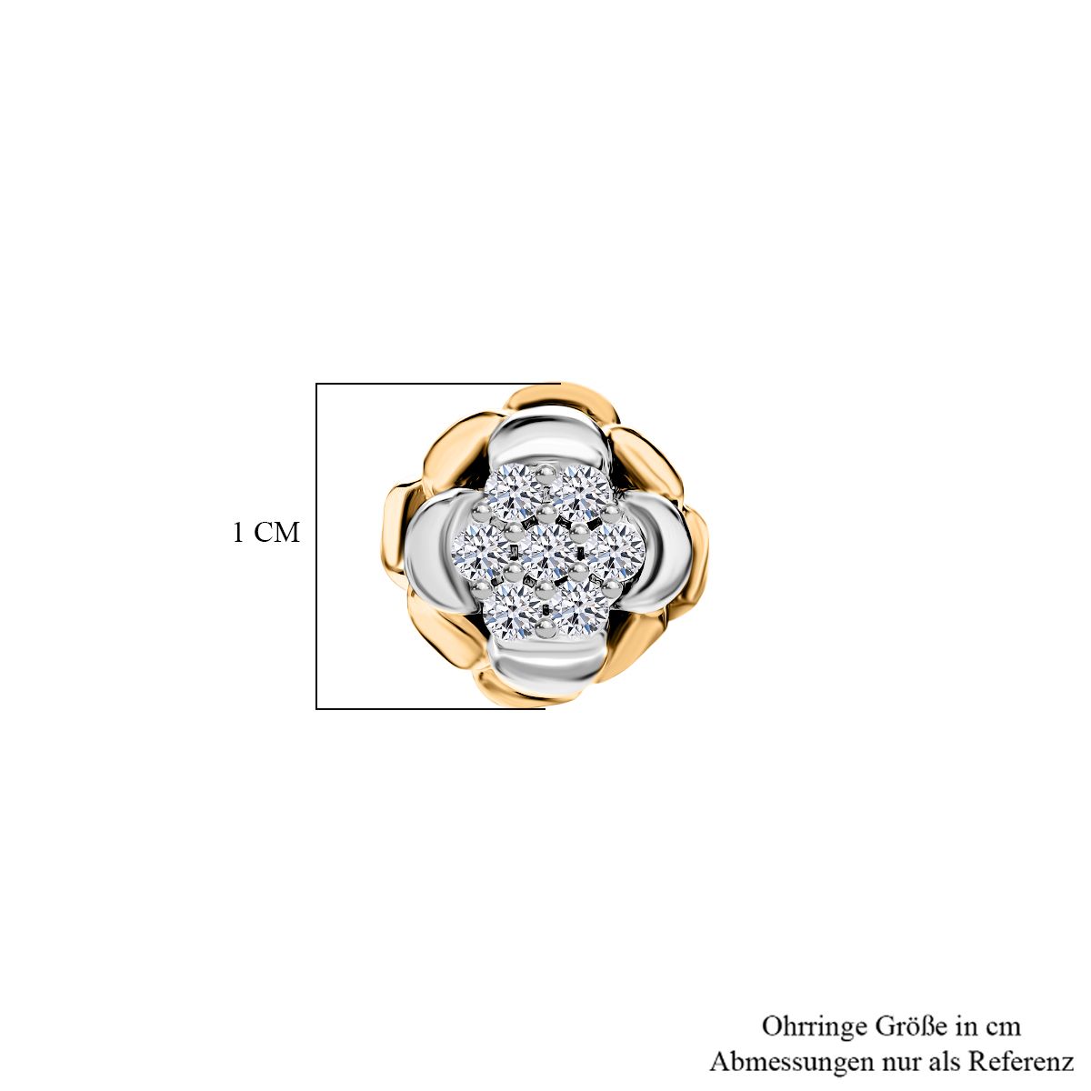 LUXURIANT DIAMOND - Lab Grown Diamant SI-GH Ohrringe 925 Silber Rhodiniert und 750 Gelbgold Vermeil ca. 0.25 ct