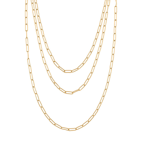 Mehrreihige Gliederkette im Paperclip-Design, Nickelfreies Messing, ca. 43 cm, Goldfarben