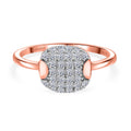 LUXURIANT SGL zertifizierter SI-GH Labor Diamant Ring, 925 Silber 750 Roségold Vermeil - 0,50 ct.