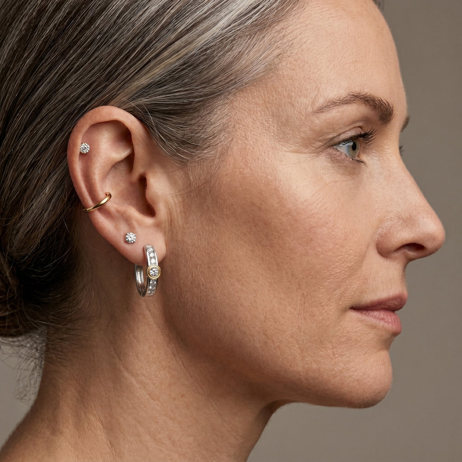 LUXURIANT DIAMOND - Lab Grown Diamant SI-GH Ohrringe 925 Silber Rhodiniert und 750 Gelbgold Vermeil ca. 0.50 ct