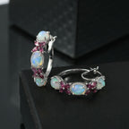 Petals of Dawn - D joy Natürlicher, äthiopischer Welo Opal, Rhodolith Granat Ohrringe 925 Silber rhodiniert ca. 5,06 ct.