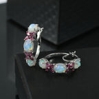 Petals of Dawn - D joy Natürlicher, äthiopischer Welo Opal, Rhodolith Granat Ohrringe 925 Silber rhodiniert ca. 5,06 ct.