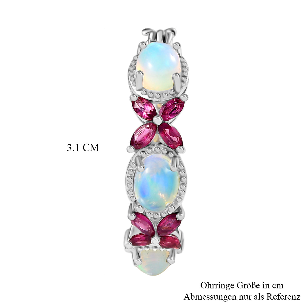 Petals of Dawn - D joy Natürlicher, äthiopischer Welo Opal, Rhodolith Granat Ohrringe 925 Silber rhodiniert ca. 5,06 ct.