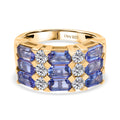 D joy Tansanit, Moissanit Ring 925 Silber 750 Gelbgold Vermeil (Größe 18.00) ca. 3.23 ct