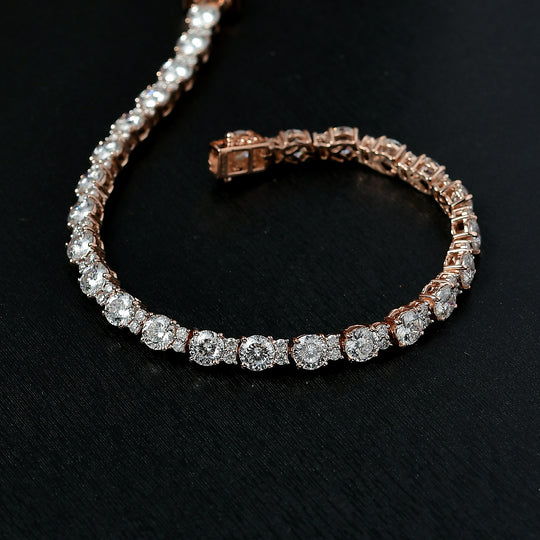 D’joy 100 Facetten Moissanit Armband ca. 19 cm 925 Silber 750 Roségold Vermeil ca. 12.83 ct