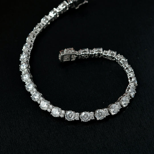 D’joy 100 Facetten Moissanit Armband ca. 20 cm 925 Silber rhodiniert ca. 14.31 ct