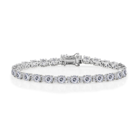 D’joy 100 Facetten Moissanit Armband ca. 20 cm 925 Silber rhodiniert ca. 14.31 ct