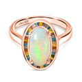 D'Joy AA Natürlicher, äthiopischer Welo Opal Ring 925 Silber 750 Roségold Vermeil (Größe 17.00) ca. 2,70 ct