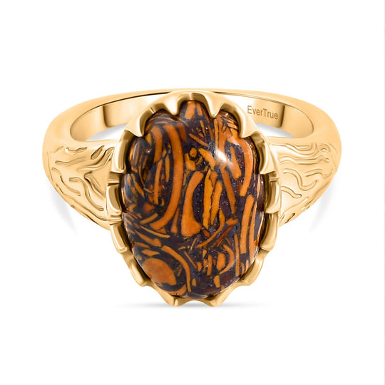 EVER TRUE - Skript Stein Ring, Nickelfreies Messing goldfarben, (Größe 18.00) ca. 6.38 ct