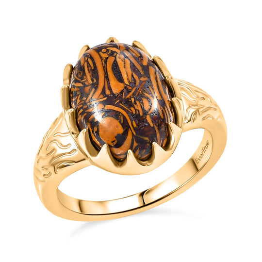 EVER TRUE - Skript Stein Ring, Nickelfreies Messing goldfarben, (Größe 18.00) ca. 6.38 ct