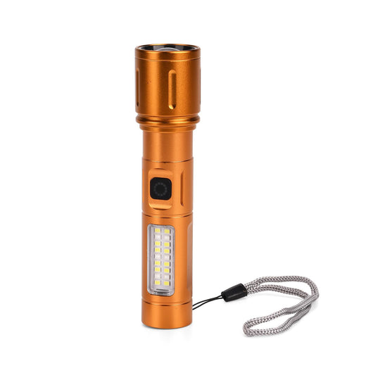 2er-Set LED-Taschenlampen aus Aluminium, wiederaufladbar, 14x3,5 cm, Schwarz