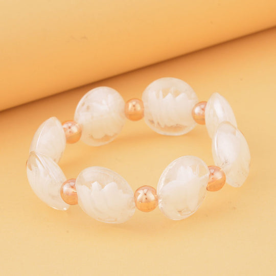 Champagner Kristall, Rosafarbenes Murano-Stil Glas Armband, Flexibel