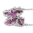 GP Trionfo Kollektion - Ilakaka Rosa Saphir (Fissure gefüllt), Lotus Granat Halskette ca. 45 cm 925 Silber rhodiniert ca. 7.36 ct