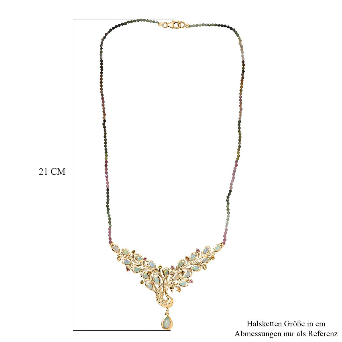 D joy AA Natürlicher, äthiopischer Welo Opal Halskette  (5-10 Werktage Lieferzeit) ca. 45 cm 925 Silber 750 Gelbgold Vermeil ca. 22,27 ct.