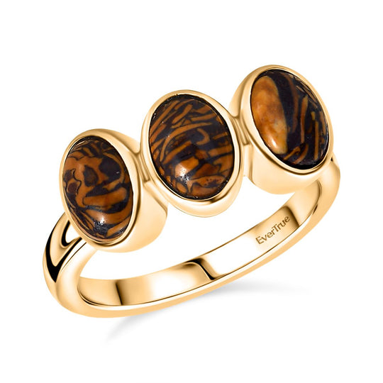 EVER TRUE - Skript Stein Ring, Nickelfreies Messing goldfarben, (Größe 21.00) ca. 2.45 ct