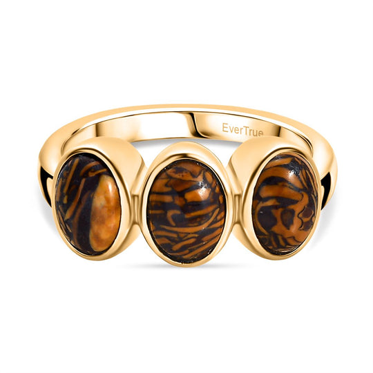 EVER TRUE - Skript Stein Ring, Nickelfreies Messing goldfarben, (Größe 21.00) ca. 2.45 ct