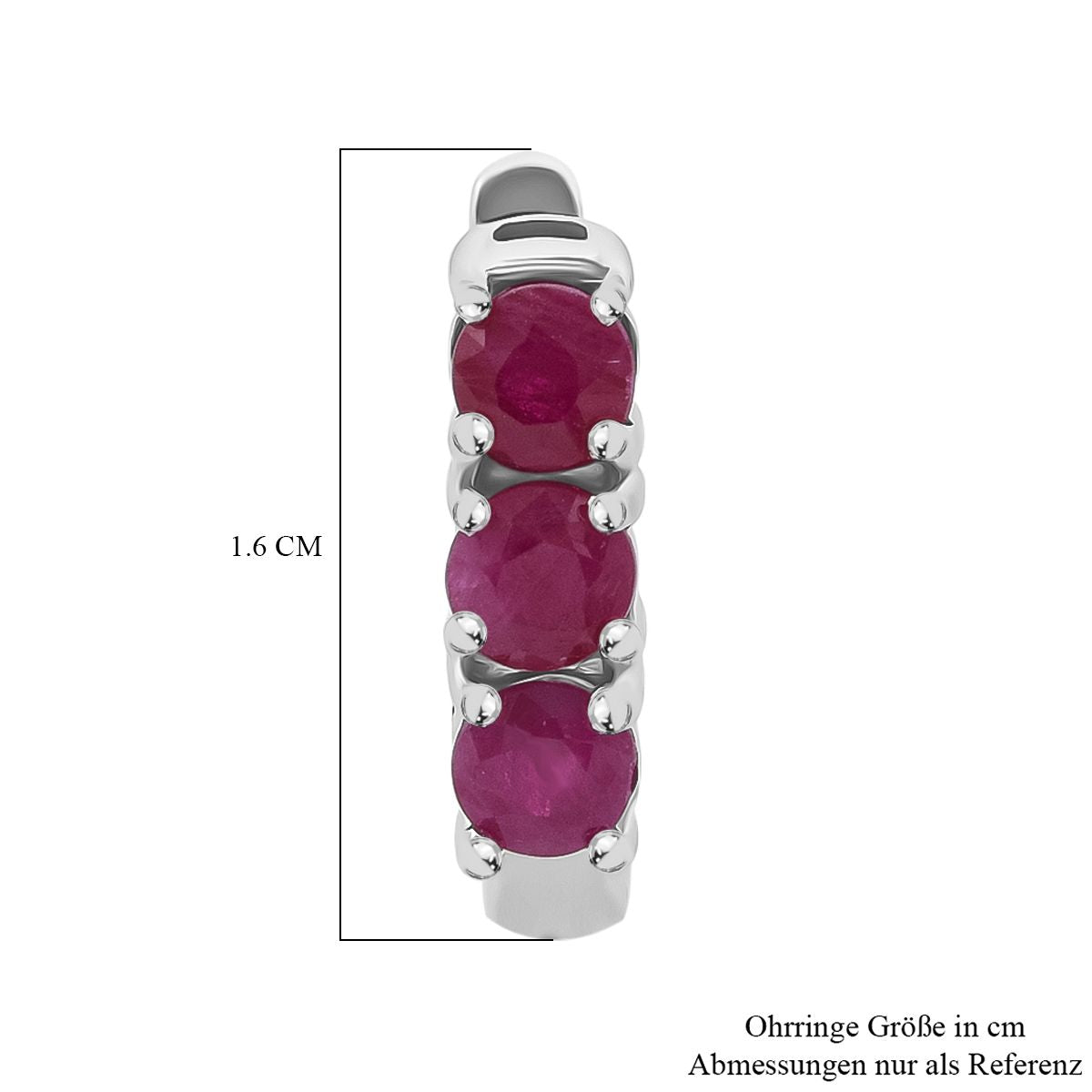 Burmesischer-Rubin Ohrringe 925 Silber rhodiniert ca. 1.44 ct