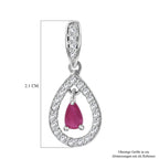 Burmesischer-Rubin, Weißer Zirkon Ohrringe 925 Silber rhodiniert ca. 0.85 ct