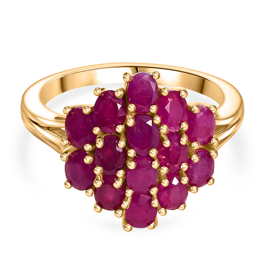 AA Natürlicher Burmesischer Rubin Ring, 925 Silber 750 Gelbgold Vermeil (Größe 21.00) ca. 4.16 ct