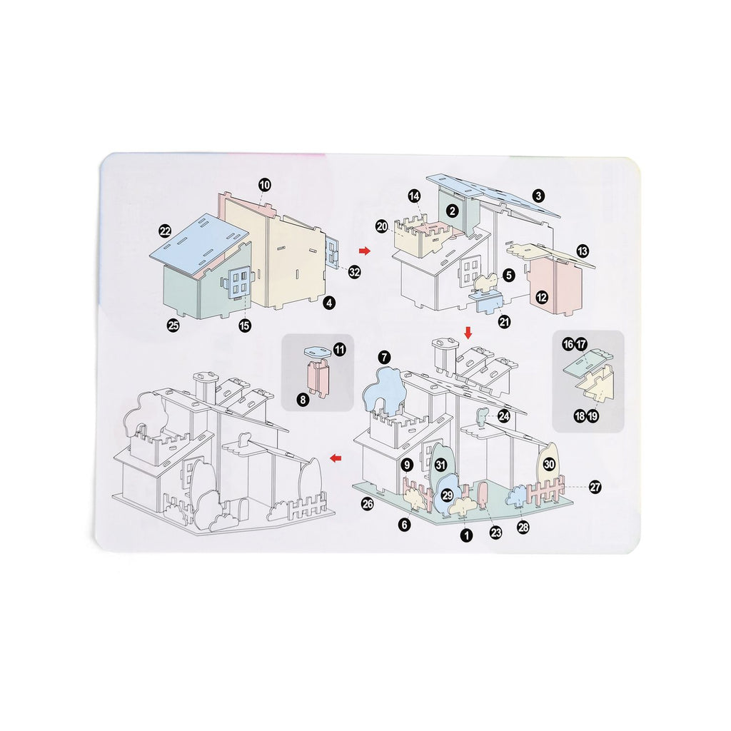 DIY 3D Set Haus zum Basteln und Dekorieren, 18x17x15 cm