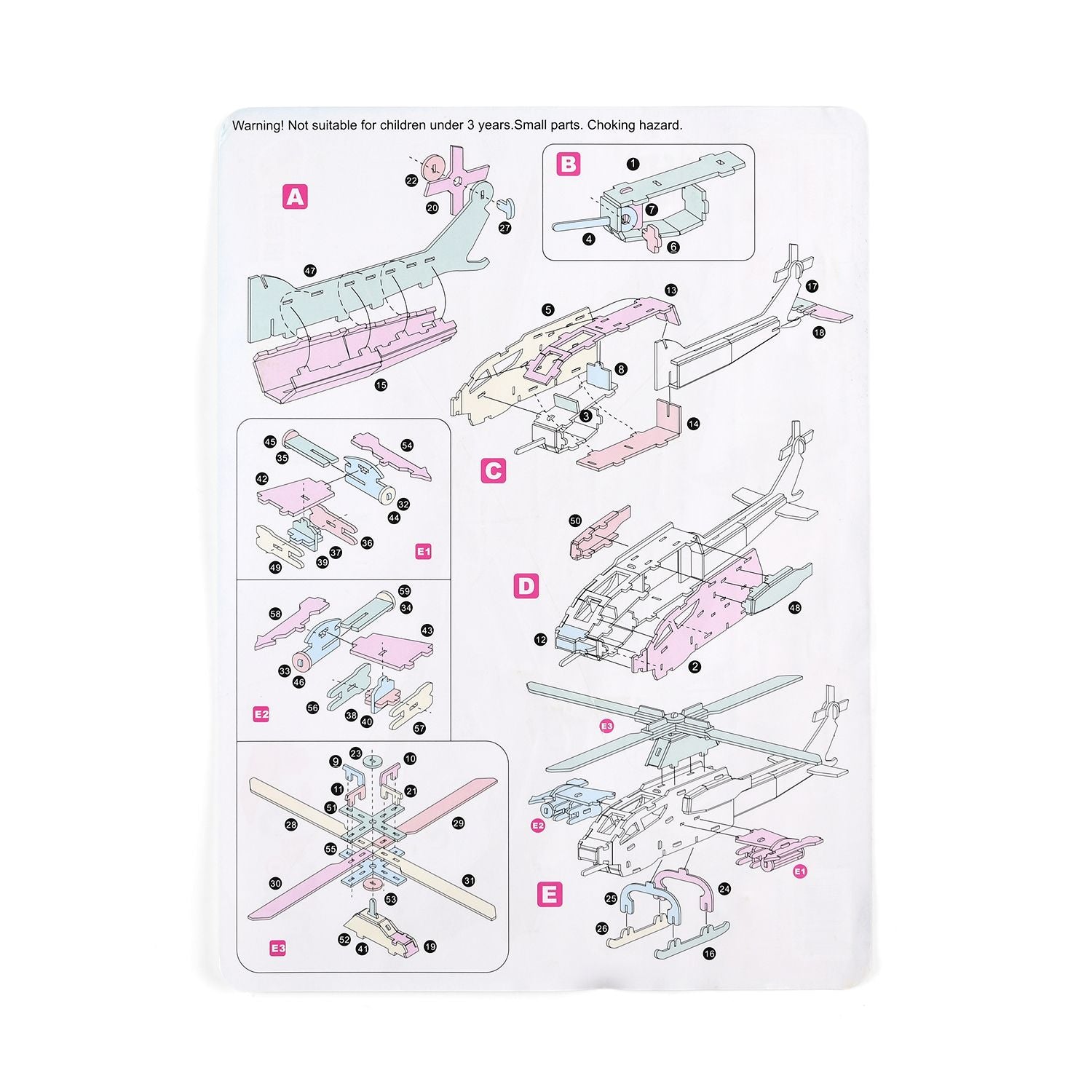 DIY 3D Set Hubschrauber zum Basteln und Dekorieren, 48x38x14 cm