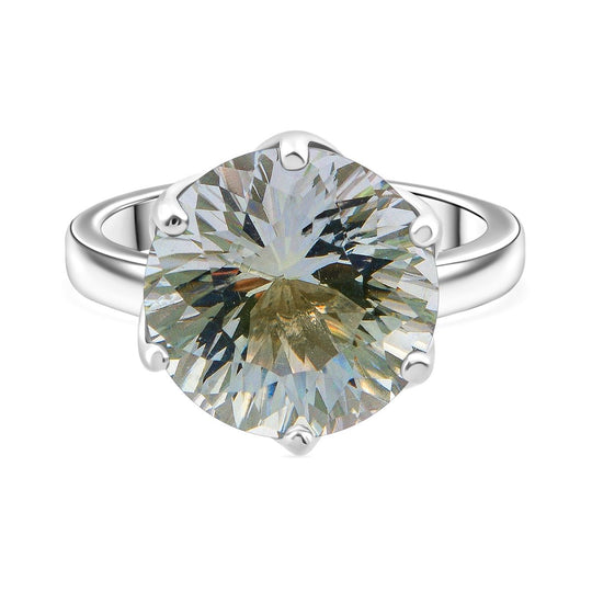 ShopLC Exklusiv: Millennial-Schliff, Prasiolith Ring 925 Silber rhodiniert (Größe 20.00) ca. 6.30 ct