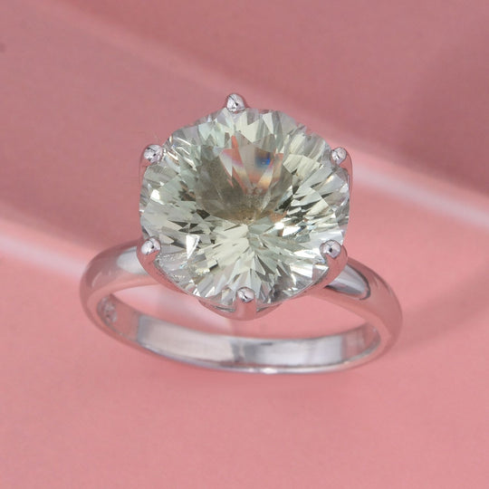 ShopLC Exklusiv: Millennial-Schliff, Prasiolith Ring 925 Silber rhodiniert (Größe 20.00) ca. 6.30 ct