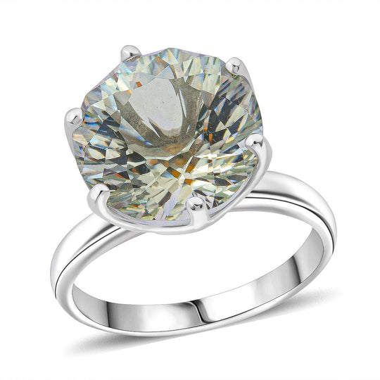 ShopLC Exklusiv: Millennial-Schliff, Prasiolith Ring 925 Silber rhodiniert (Größe 20.00) ca. 6.30 ct
