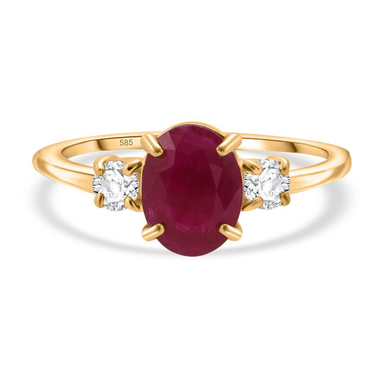 AAA Natürlicher burmesischer Rubin, Weißer Diamant Ring 585 Gelb Gold (Größe 18.00) ca. 2.17 ct