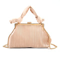 Plissiertes Design Crossbody Tasche mit Knotenhenkel, 23x10x15cm, Gold