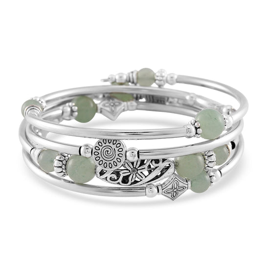 Unakite Armband, Flexibles (ca. 16.5 - 18 cm) Schwarz oxidiert ca. 40.00 ct