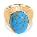 Blaues Türkis Ring Reines Gelbes Messing, E-Beschichtung Gelb Gold (Größe 17.00) ca. 10,79 ct