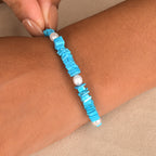 Türkis, Süßwasser Perle Armband ca. 19 cm + 5 cm Extender, 925 Silber rhodiniert