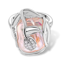 Weiße Süßwasser Perle, Weißer Zirkonia Ring Nickelfreies Messing Flexibles cm
