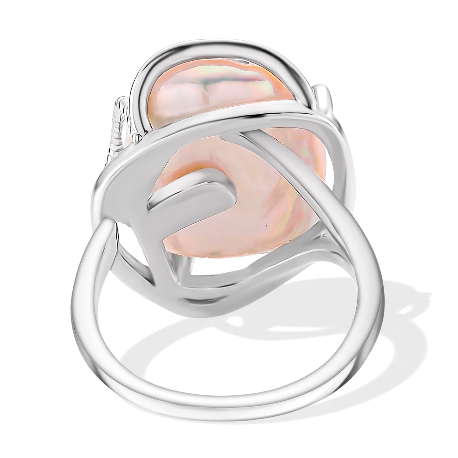Weiße Süßwasser Perle, Weißer Zirkonia Ring Nickelfreies Messing Flexibles cm