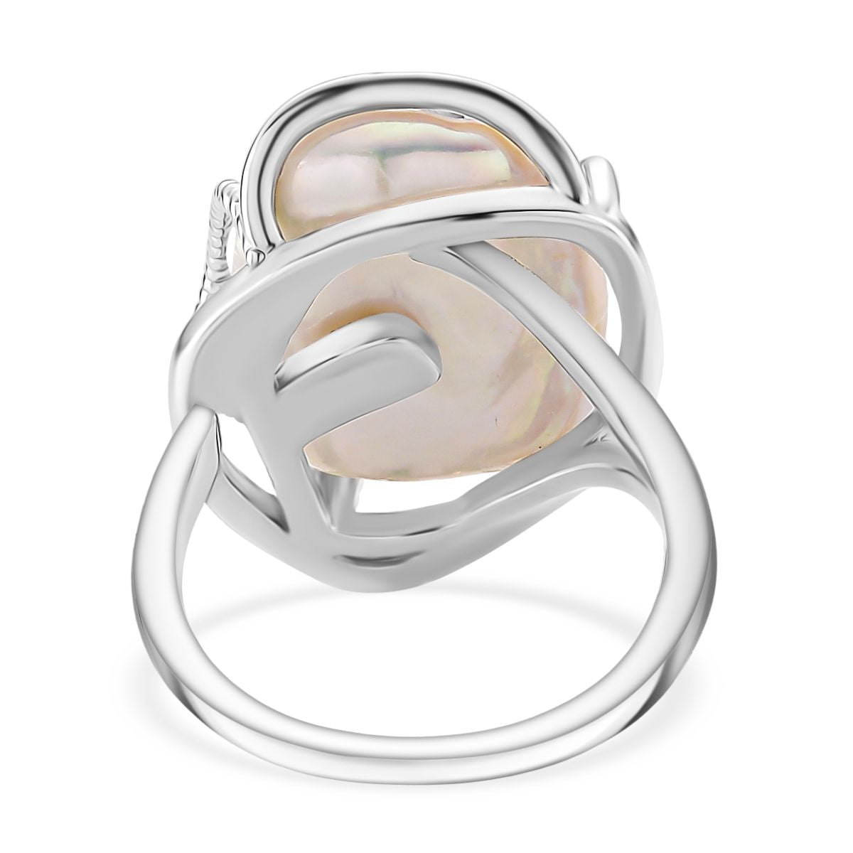 Weiße Süßwasser Perle, Weißer Zirkonia Ring Nickelfreies Messing Flexibles cm