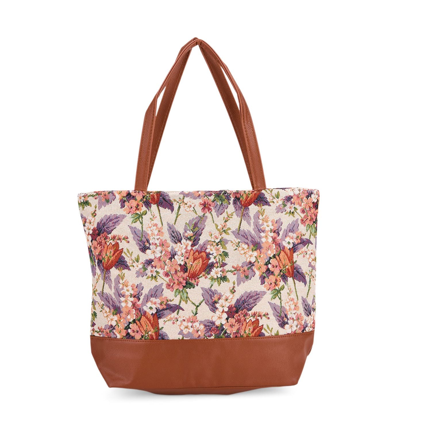 Schultertasche mit Blumenprint, ca. 35.5 x 12 x 36 cm, Mehrfarbig