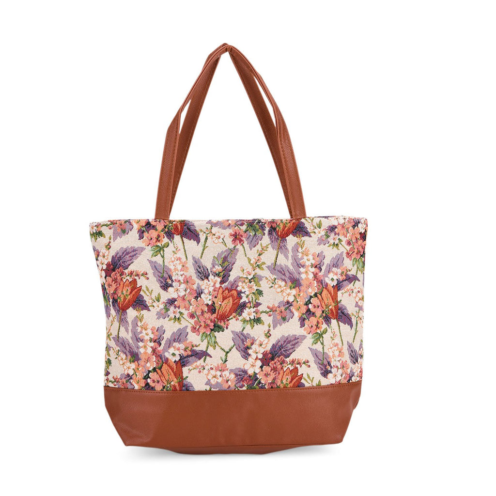 Schultertasche mit Blumenprint, ca. 35.5 x 12 x 36 cm, Mehrfarbig