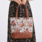 Schultertasche mit Blumenprint, ca. 35.5 x 12 x 36 cm, Mehrfarbig