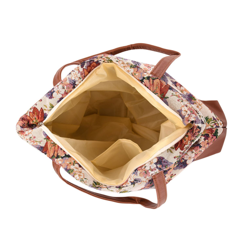 Schultertasche mit Blumenprint, ca. 35.5 x 12 x 36 cm, Mehrfarbig