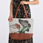 Schultertasche mit Schmetterlingsmuster, ca. 35.5 x 12 x 36 cm, Weiß