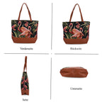 Schultertasche mit Blumenprint, ca. 35.5 x 12 x 36 cm, Lila-Grün