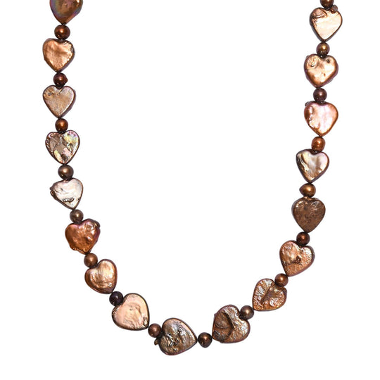 Metallisch Braun Perle Halskette ca. 45 cm 925 Silber rhodiniert