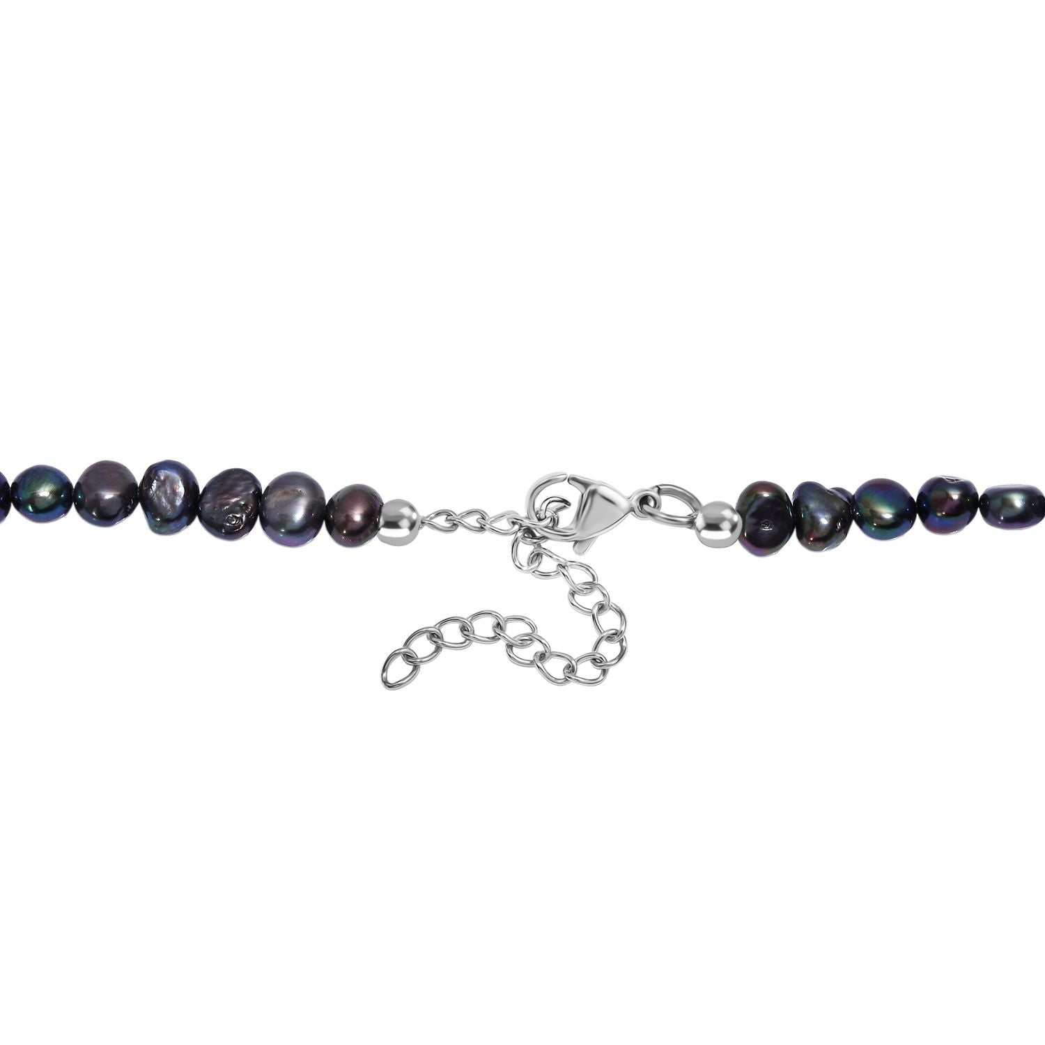 Pfauenfarbene gefärbte Perle und Süßwasser Perle Halskette, 45cm, Edelstahl