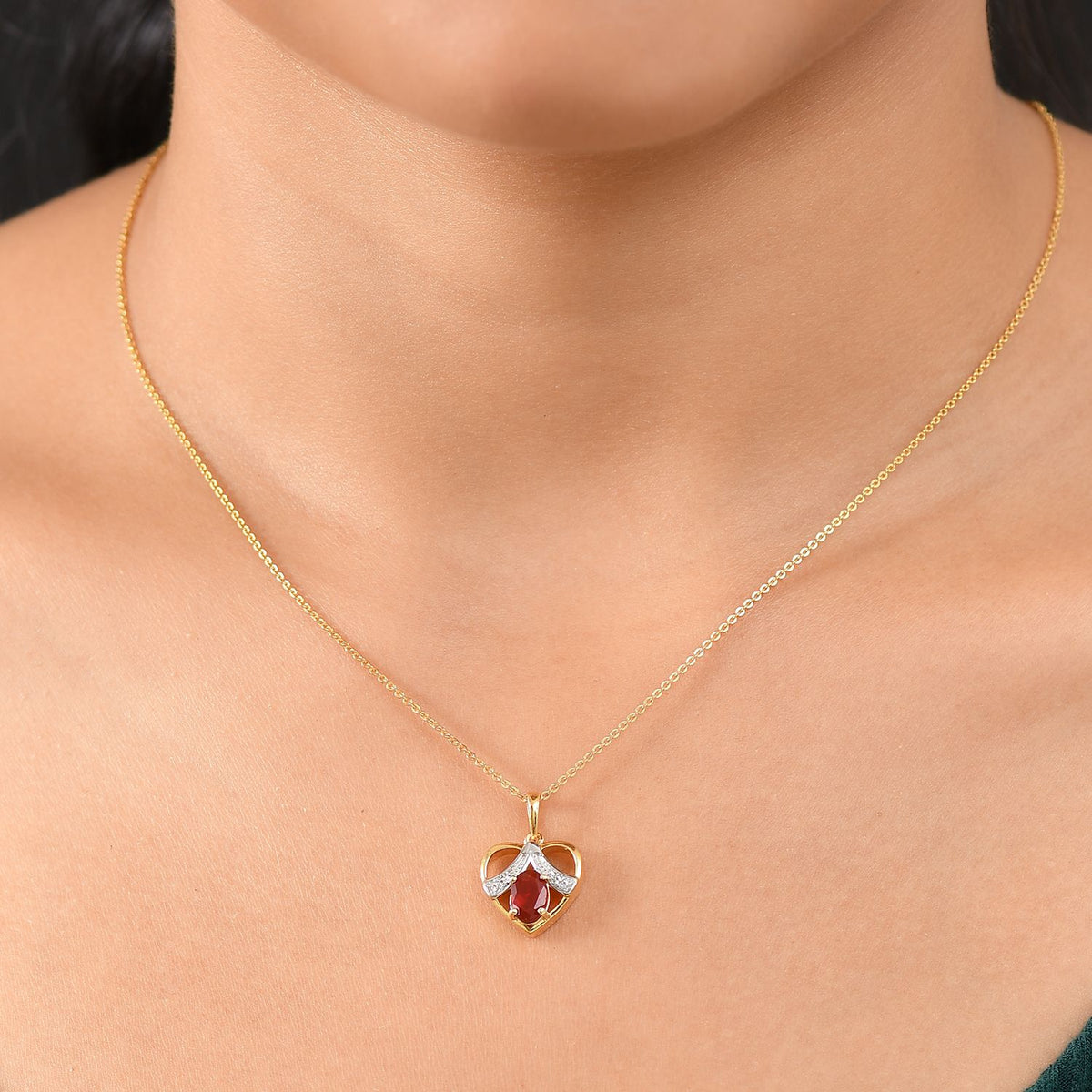 Djoy AA Mexikanischer Kirschfeuer-Opal, Weißer Zirkon Anhänger 925 Silber platiniert und vergoldet ca. 0,66 ct.