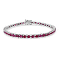 Natürlicher burmesischer Rubin Armband ca. 19 cm 925 Silber rhodiniert ca. 9.16 ct